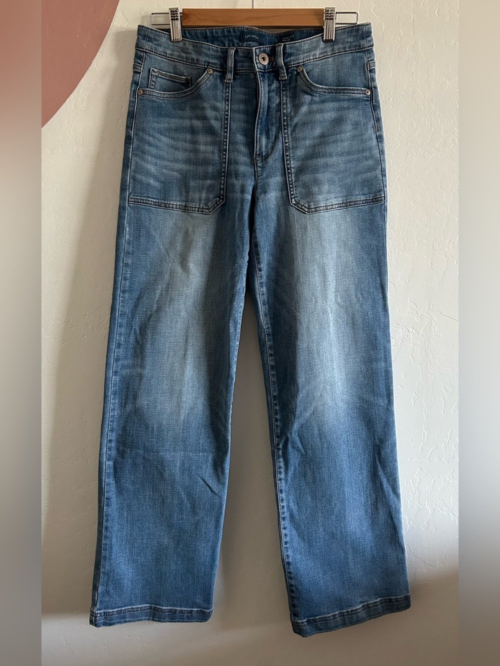J Jill Denim High-Rise Wide-Leg Jeans with Front Patch Pockets size 6